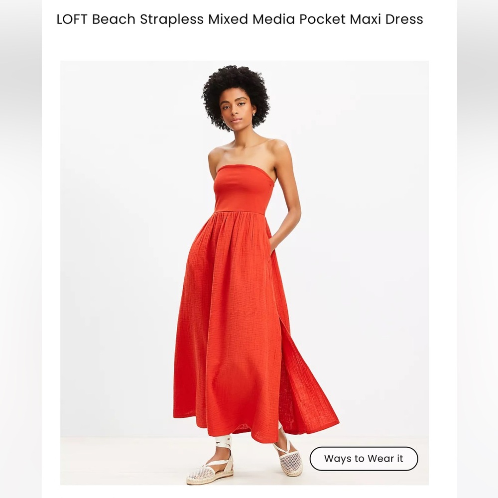 LOFT Strapless Orange Maxi Dress